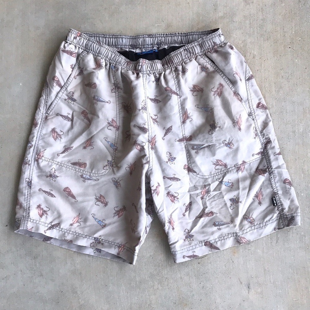 Kavu Men’s Fishing Lure Shorts Trunks Tan Stretch
